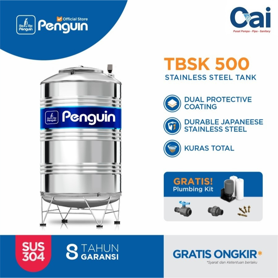 Toren Tangki Air - PENGUIN - TBSK500 - 500 Liter - Stainless