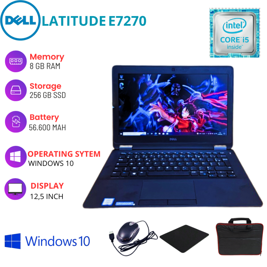 LAPTOP DELL LATITUDE e7270 8/256GB I5 GEN 6 BARANG SECOND ORIGINAL GARANSI 100% COMPUTER PC BUAT ANA
