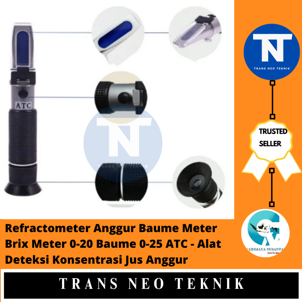 Refractometer Anggur Baume Meter Brix Meter 0-20 Baume 0-25 ATC - Alat Deteksi Konsentrasi Jus Anggu