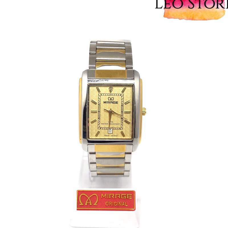 JAM TANGAN MIRAGE A35(7738BSP-M)RANTAI KOMBINASI SILVER GOLD ADA TANGGAL DI BAWAH