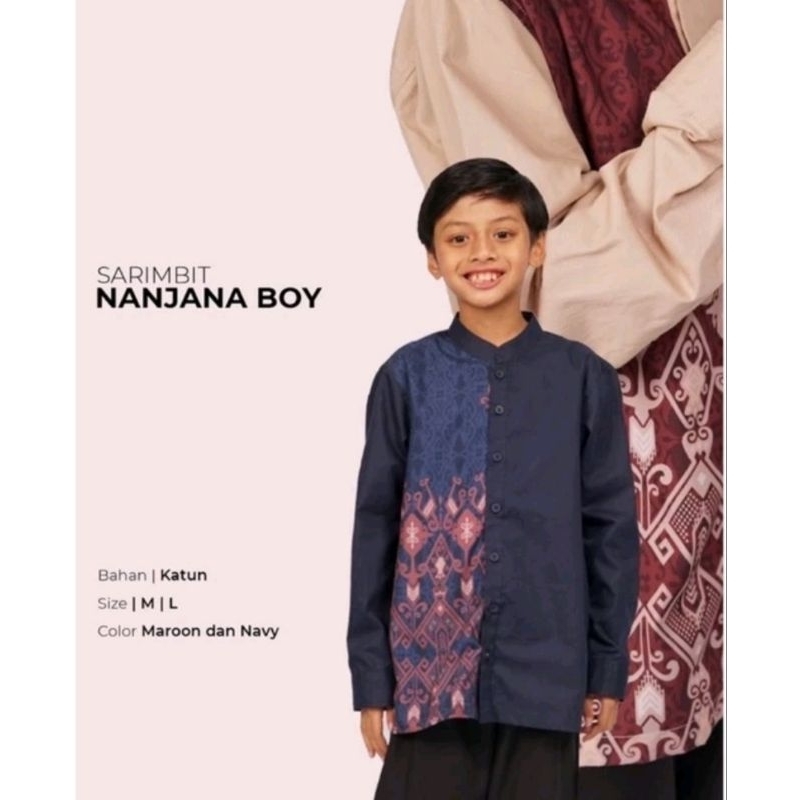 Baju koko Anak Sarimbit Nanjana Boy Elzatta Hijab Ori
