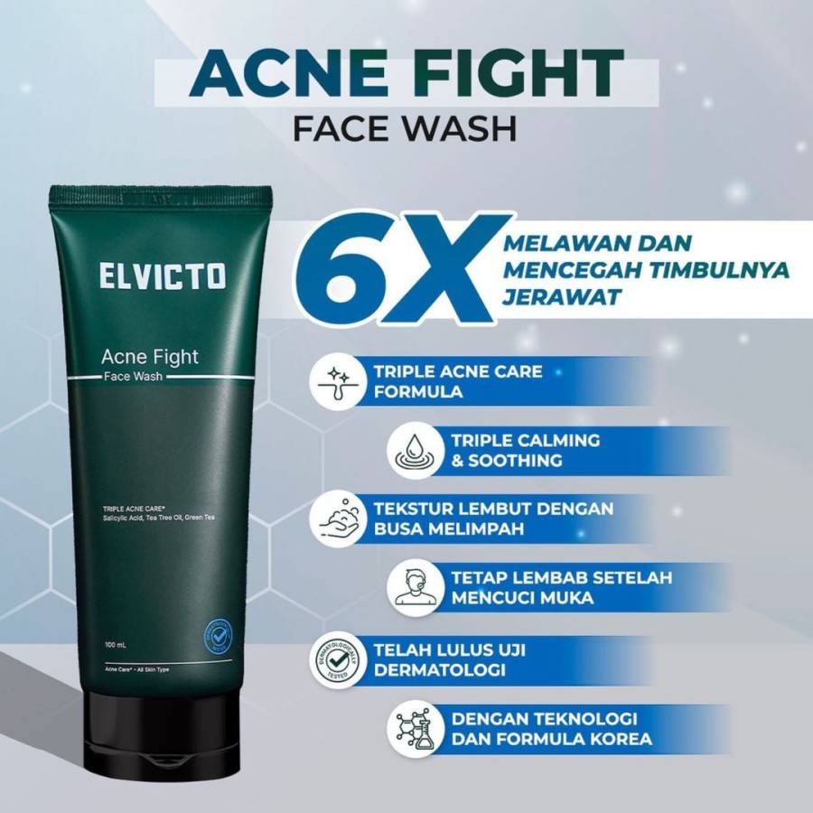 ELVICTO ACNE FIGHT FACE WASH | PEMBERSIH WAJAH PRIA