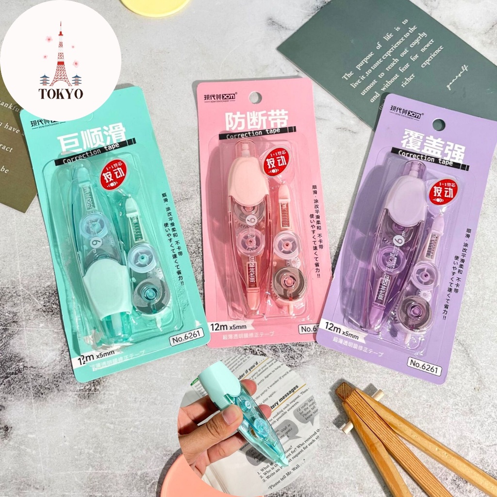 

Correction Tape Cetek Mekanik XDM-6261 Free 1 Refill Panjang Tipex 12m Dengan 3 Varian Warna Stationery