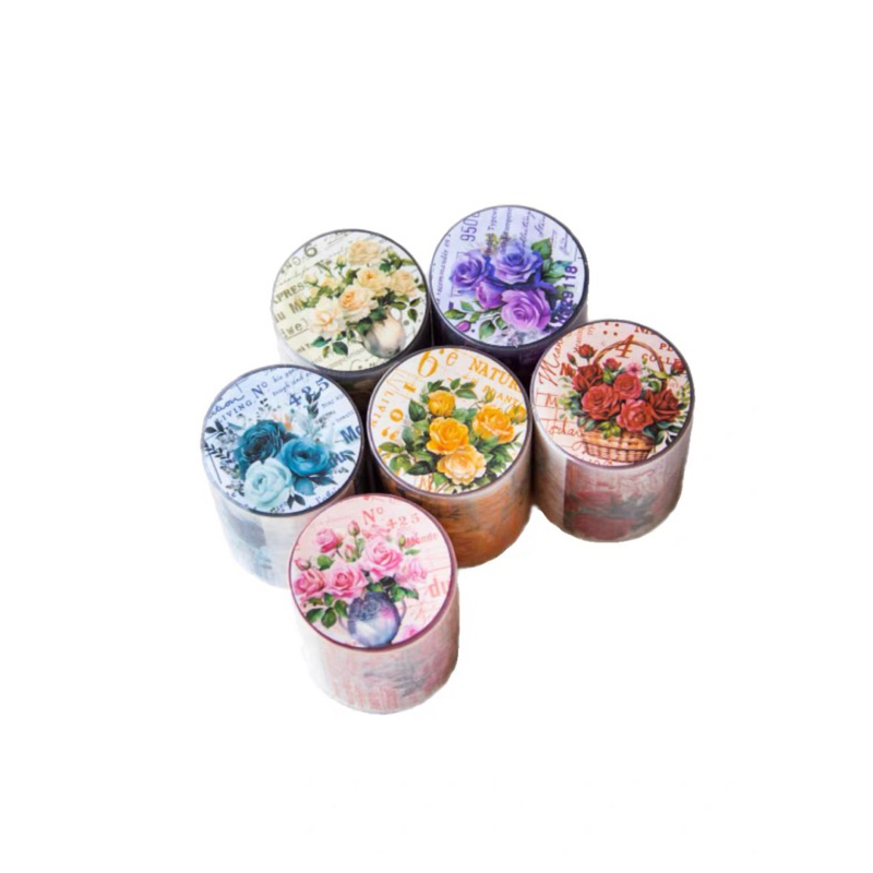 

washi tape selotip transparan motif bunga warna warni 50 mm