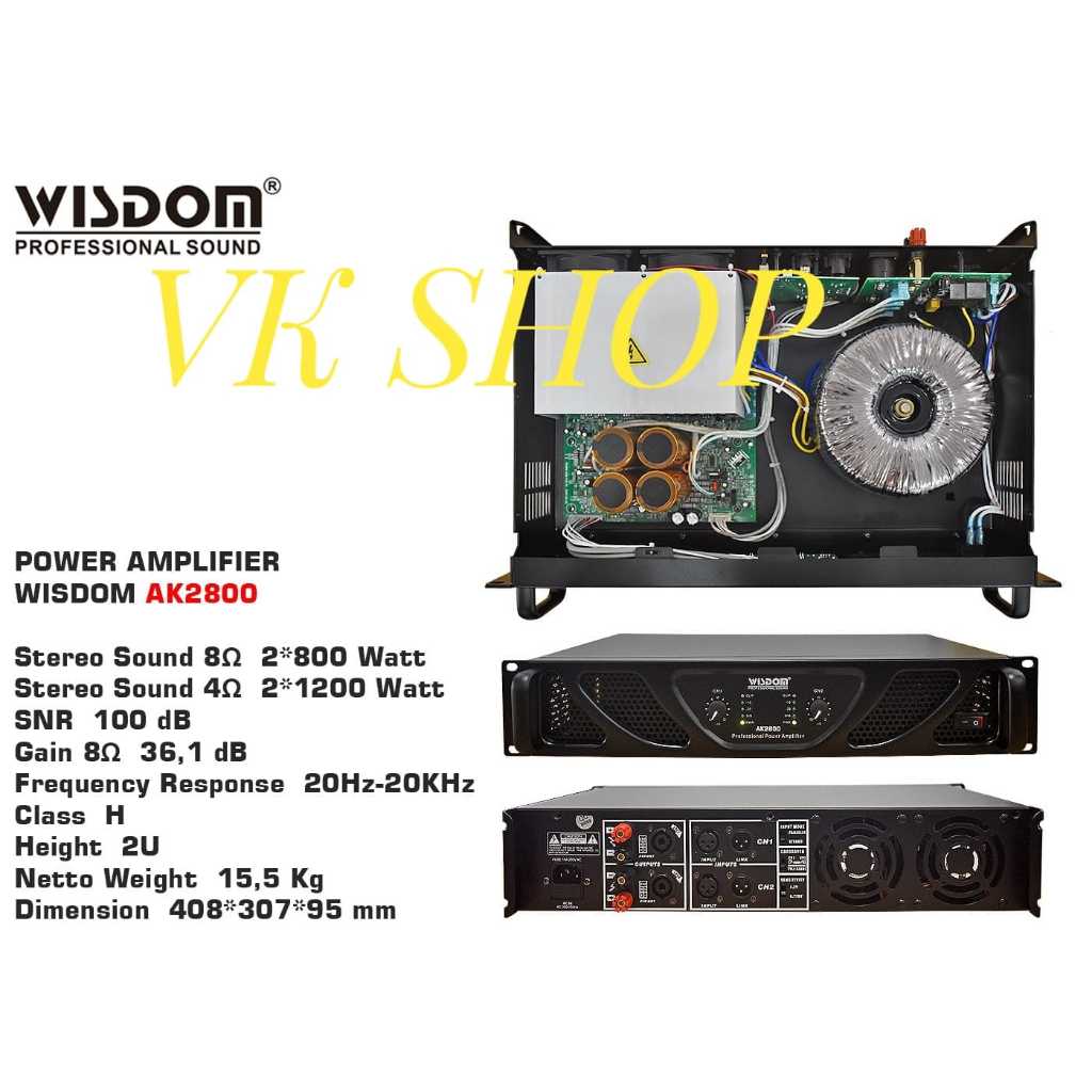 Power Wisdom AK2800 2-Channel Power Amplifier Wisdom Ak-2800/AK 2800