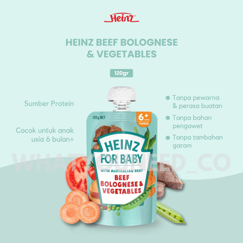 Mpasi Heinz Beef Bolognese & Vegetables (120g) untuk usia 6bulan+ | Makanan Bayi | Baby Travel Food 