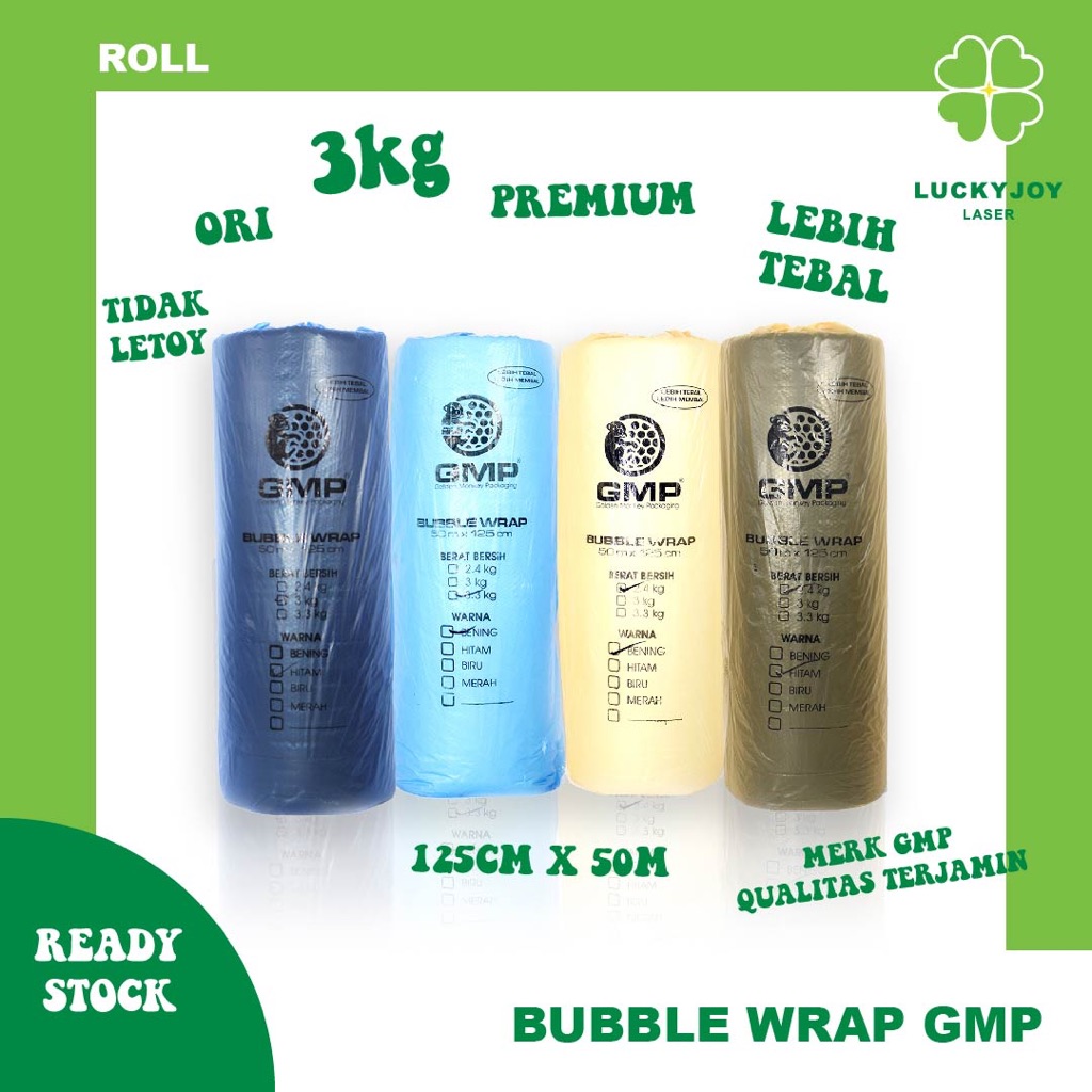 

BUBBLE WRAP ROLL GMP PREMIUM SUPER TEBAL 3KG BENING PUTIH HITAM READY STOCK