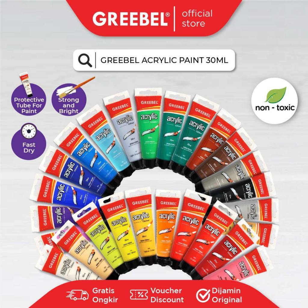 

ACRYLIC COLOUR PAINTS 30ML GREEBEL / CAT AKRILIK