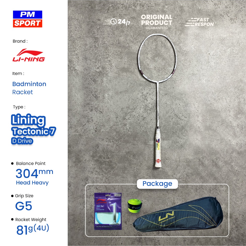 RAKET BADMINTON / BULUTANGKIS LINING TECTONIC 7 DRIVE