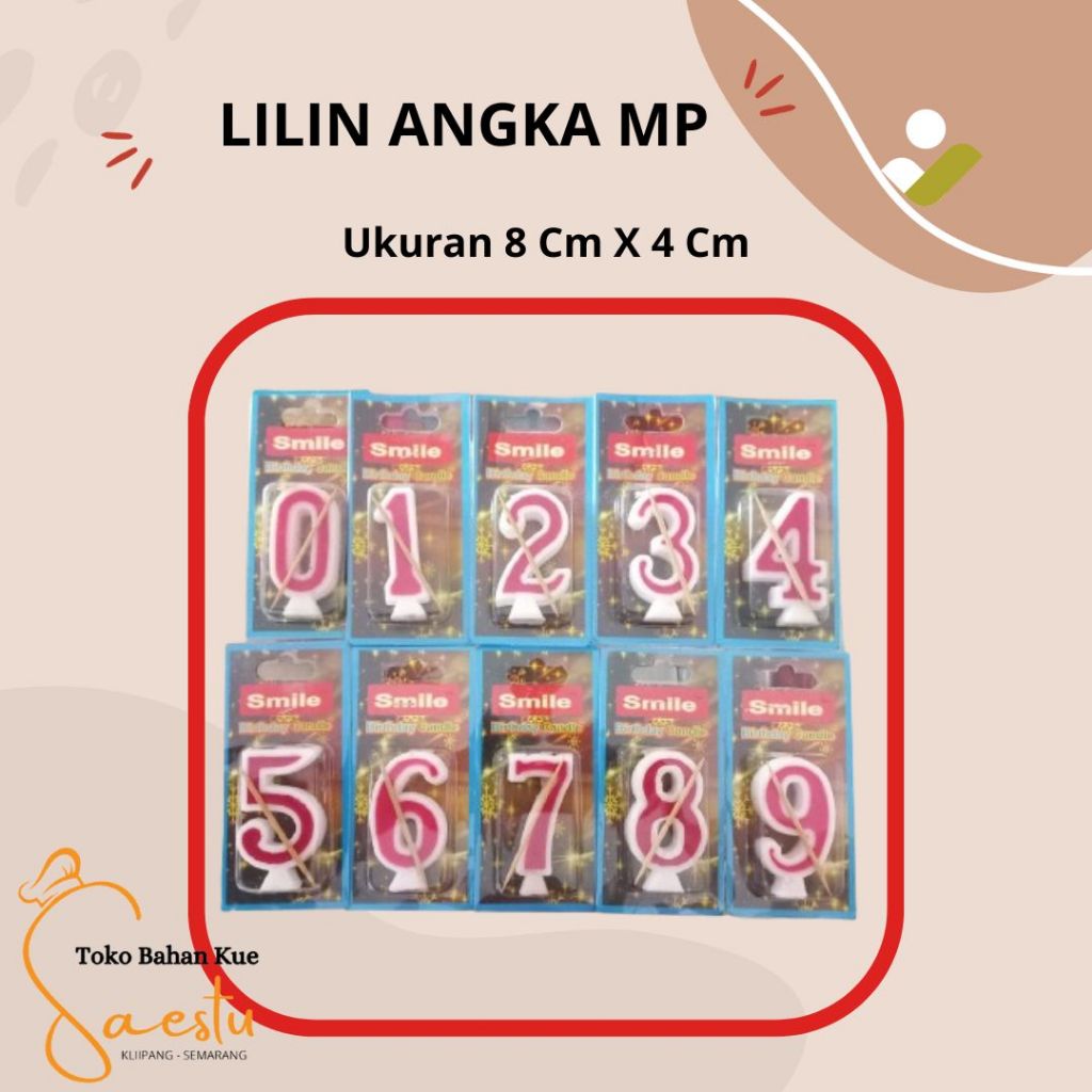 LILIN ANGKA MERAH PUTIH UK. 8 x 4 CM