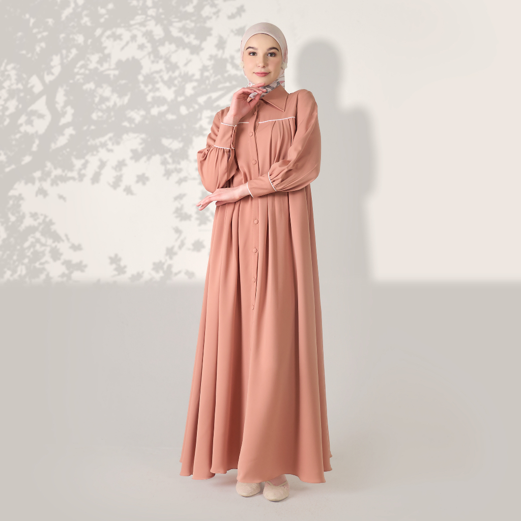 MANDJHA Blushing Brown Dress - Gamis Muslim Modest Premium by IVAN GUNAWAN ORIGINAL