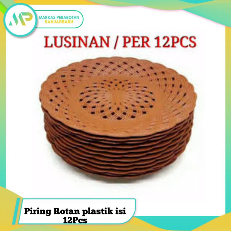 Piring Rotan Plastik  9Inch / Piring Plastik Lusinan / Piring Plastik Rotan / Piring Rotan