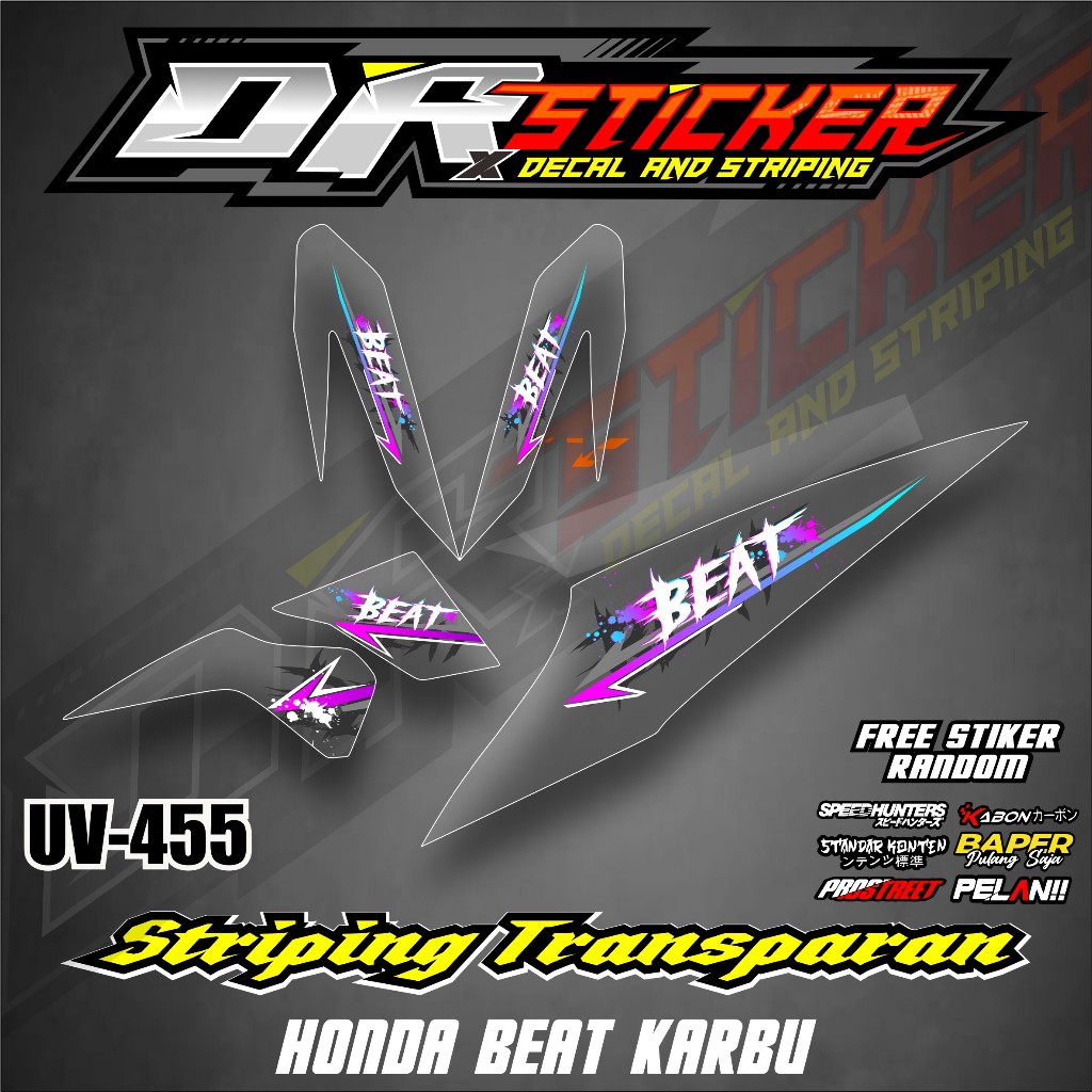 [Sudah Dicutting] Striping TRANSPARAN Honda Beat Karbu 2008-2012 Variasi keren simple
