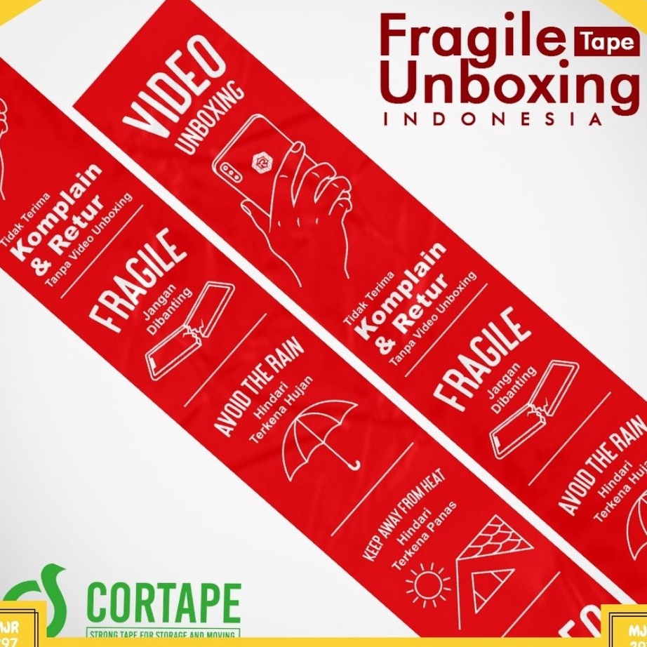 

LAKBAN FRAGILE LUCU JANGAN DIBANTING HANDLE WITH CARE ANTI PATAH HATI 4MM x 72 YARD