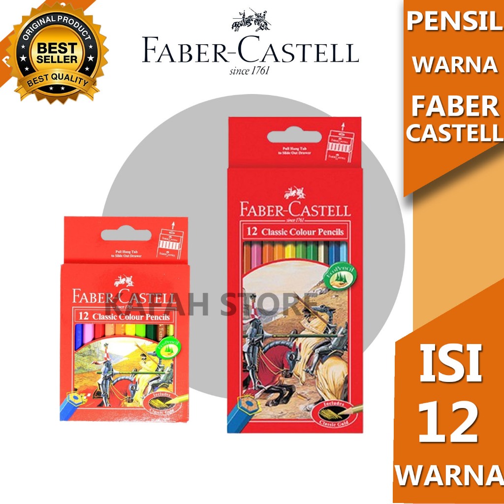 

PENSIL WARNA FABER CASTELL 12 WARNA PANJANG/PENDEK KAFAH STORE