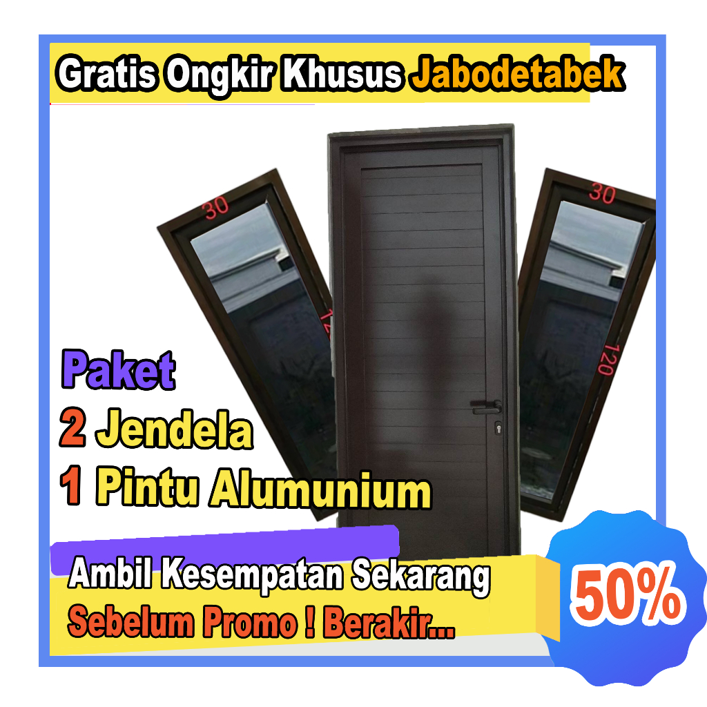 Paket 2 Jendela & 1 Pintu Aluminium/Jendela Aluminium (Alumunium window)/Jendela minimalis