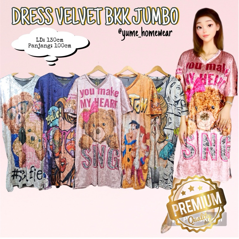 DRESS VELVET JUMBO/DRESS BLUDRU BKK