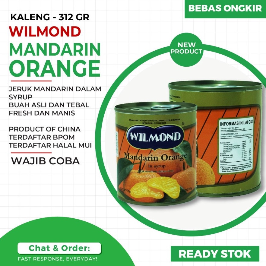 

LKJ8 WILMOND Mandarin Orange in Syrup 312gr Jeruk Mandarin Kaleng 138