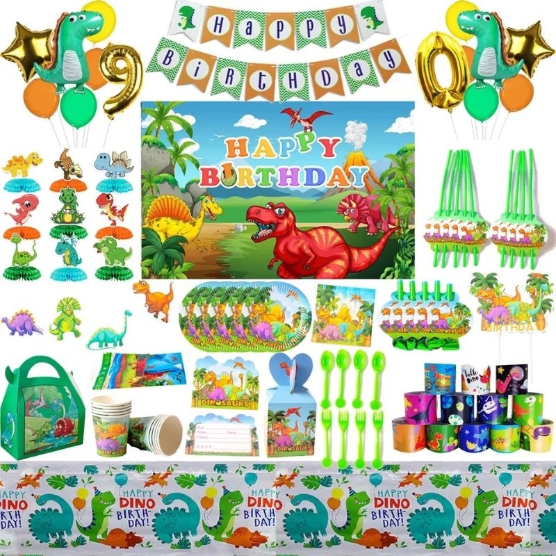 DINOSAURUS Paket perlengkapan dekorasi pesta ulang tahun birthday decoration perlengkapan ultah anak
