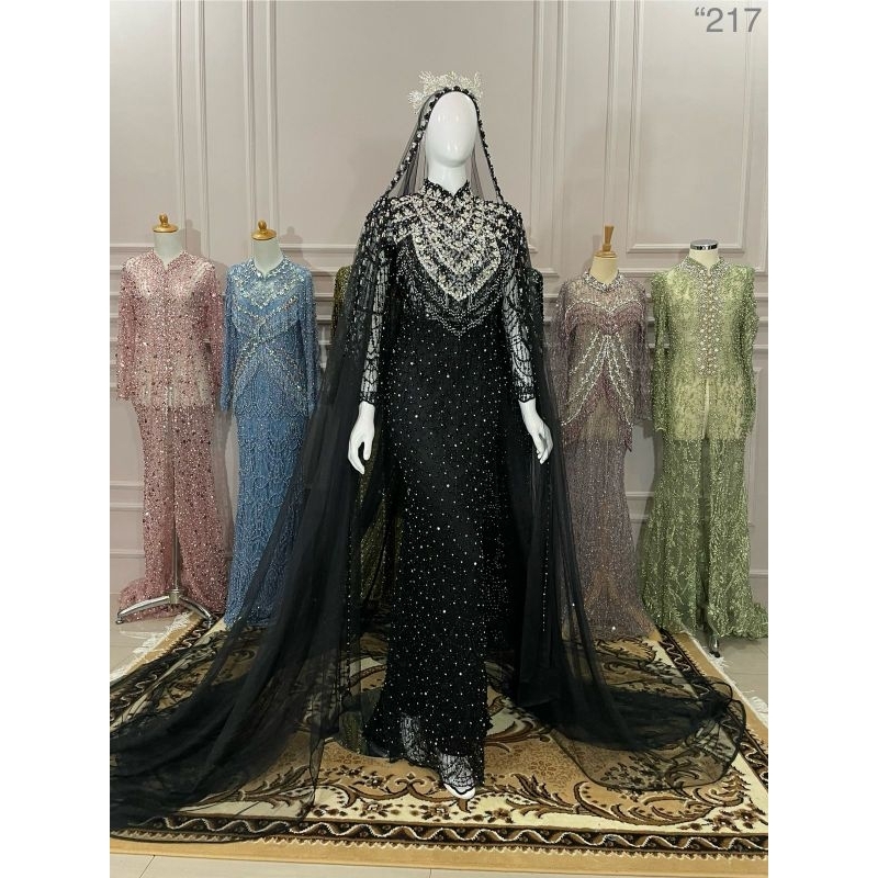 Kebaya pengantin modern slim bustier Hitam mutiara