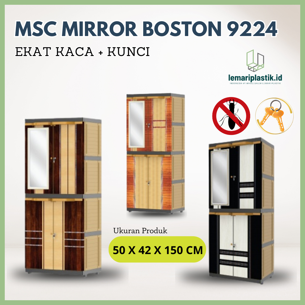 MURAH LEMARI PAKAIAN PLASTIK LEMARI KACA 2 PINTU NAIBA 9224 LEMARI PLASTIK NAIBA LEMARI KACA MINIMAL