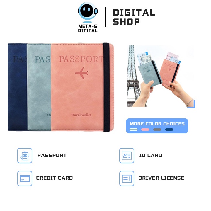 Diskon Sarung paspor kulit pria dan wanita pita elastis penutup paspor pemblokir RFID untuk kartu pe