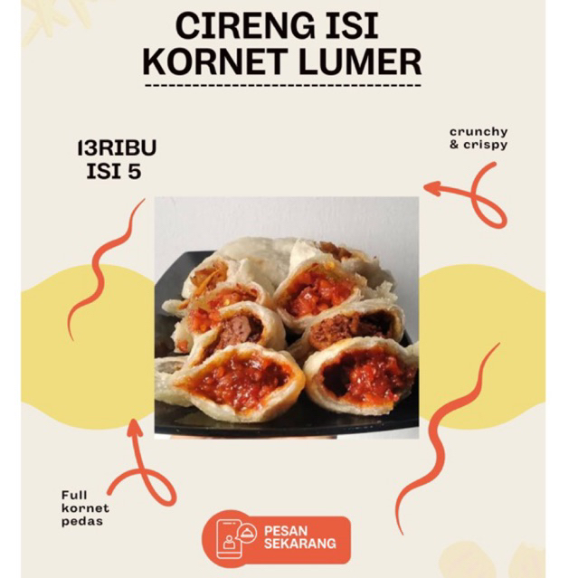 

cireng isi kornet lumer (Isi 5 FROZENFOOD)