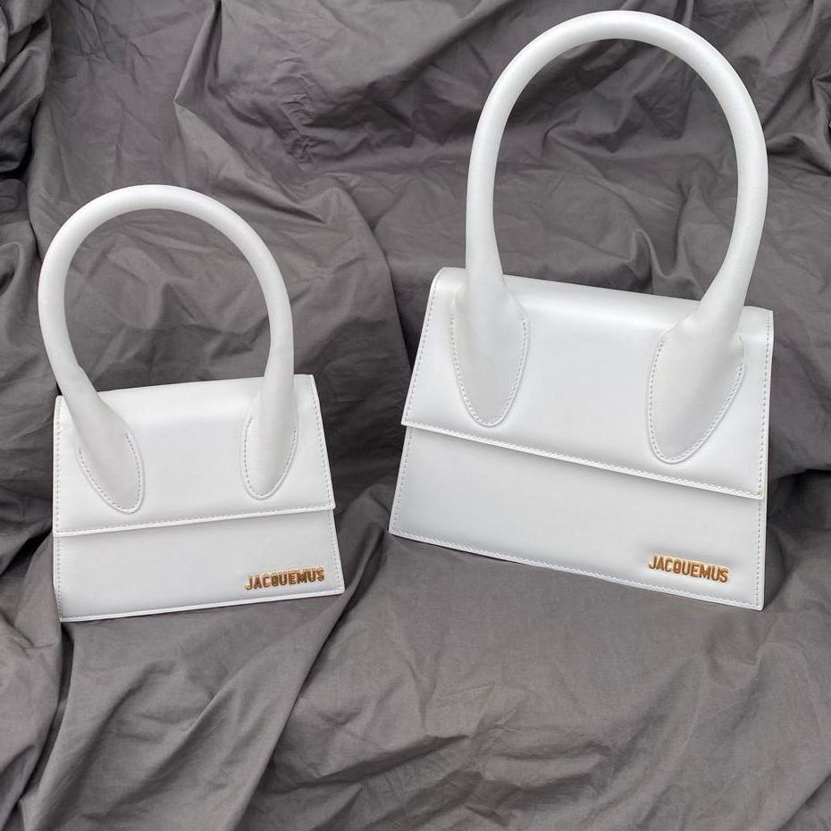 Tas Jacquemus Le Chiquito Moyen mini kecil ) Grand ( besar Medium ) White Putih Leather Tote Kecil M