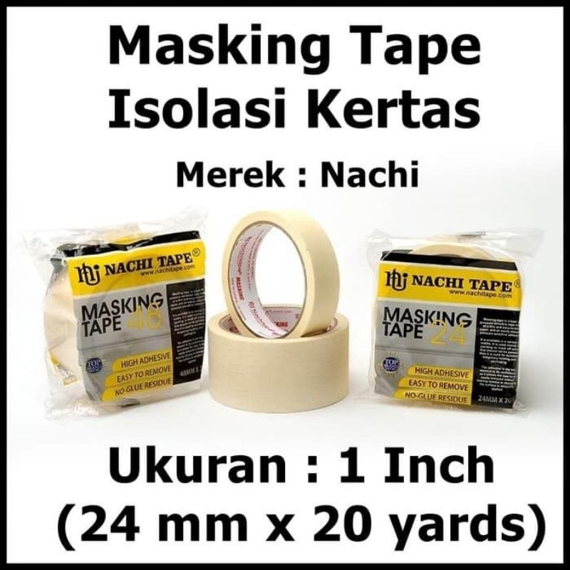 

Lakban kertas Masking Tape Lakban Kertas Nachi 24mm x 20yard