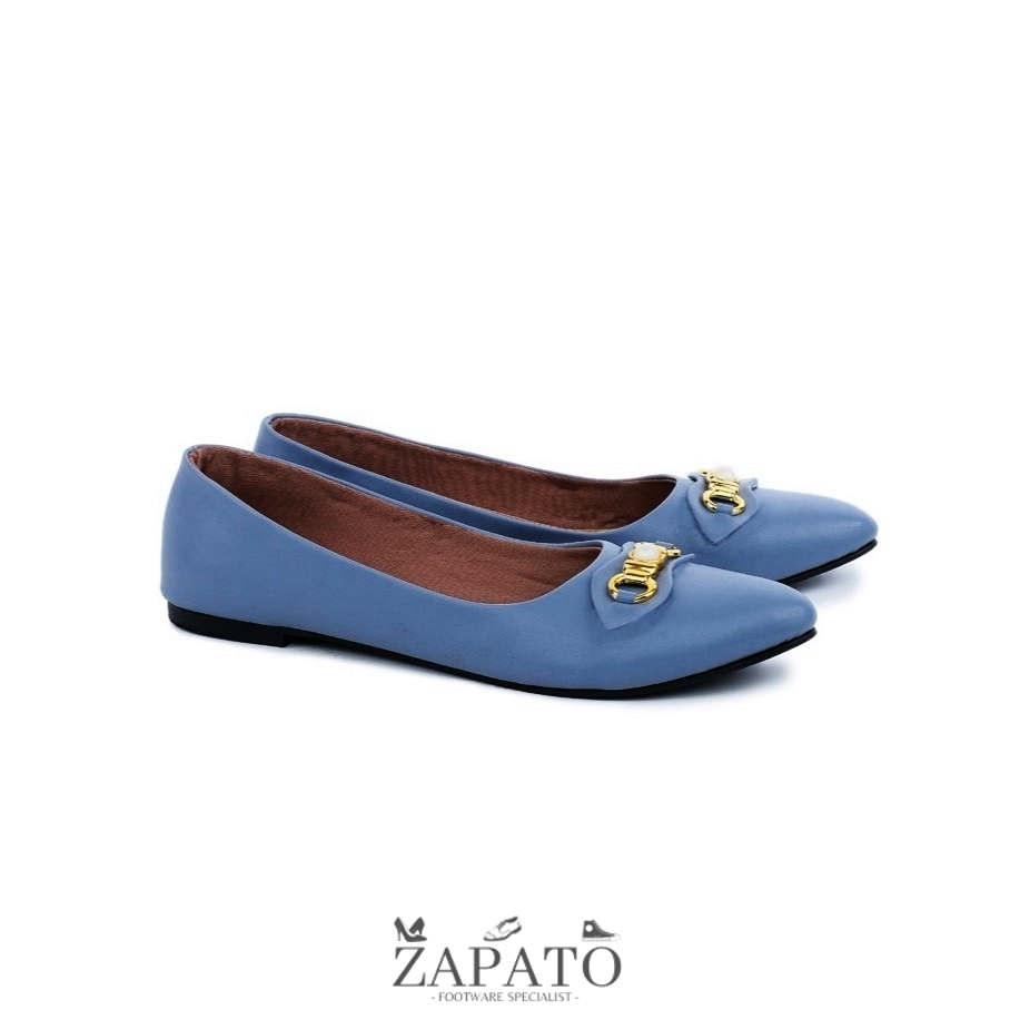 Sepatu Flat Shoes Wanita Cewek Kerja Formal Casual Original Abu Abu - Zapato Official