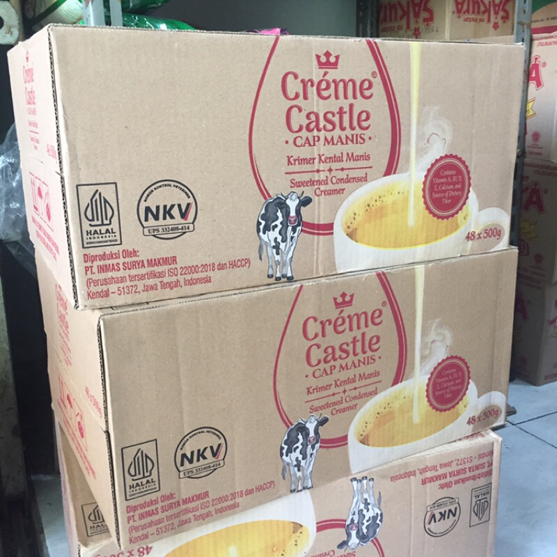 Susu Kental Manis Creme Castle 1 Karton/48 kaleng 500gram. Susu Krimer Kental Manis