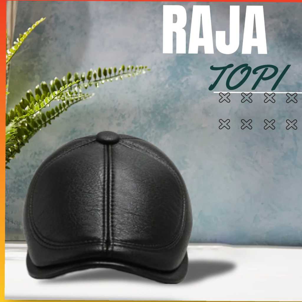 Topi pet pria kulit asli garut model baru dan keren warna hitam