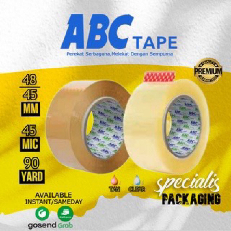

Lakban Bening Coklat ABC Tape Perekat Serbaguna 2 Inch / 48Mm x 90 Yard 1 BOX 12 Roll