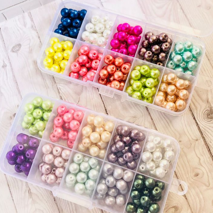 Mutiara berat manik mote lubang tembus diameter 8mm box