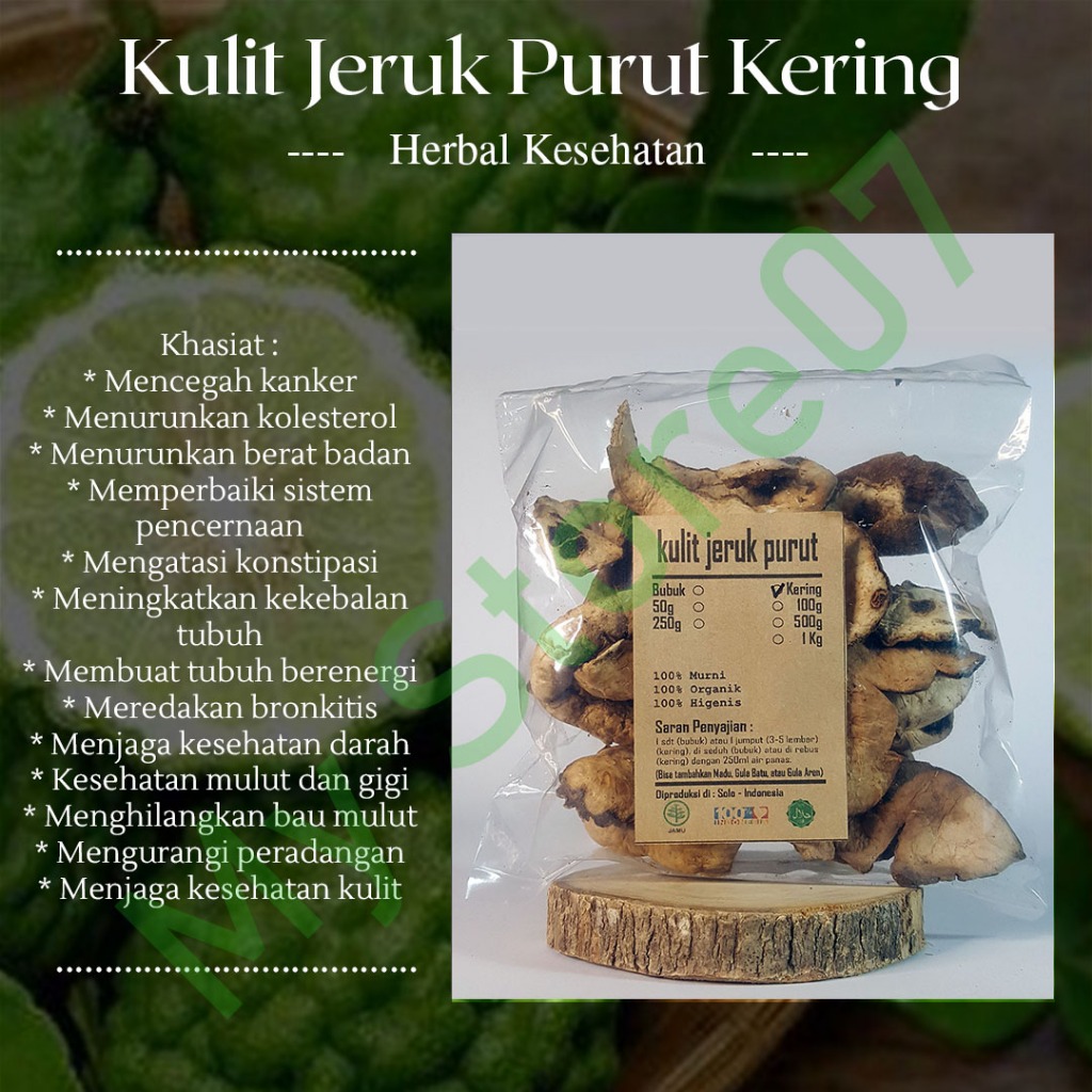 Herbal Kesehatan Kulit Buah Jeruk Purut Kering / Citrus Hystrix 1 Kg