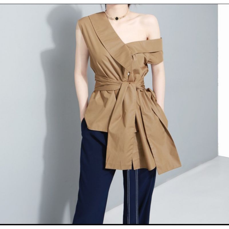 baju wanita model sabrina one sholder fashion korea premium big size jumbo - baju wanita kemeja mode