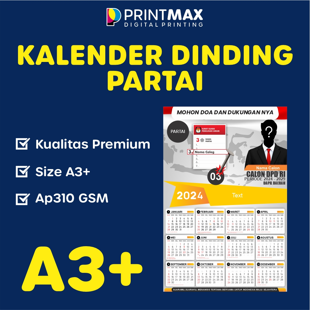 

Custom Kalender Partai A3+ Tanpa Minimum Order Free Desain - 1 Hari Jadi