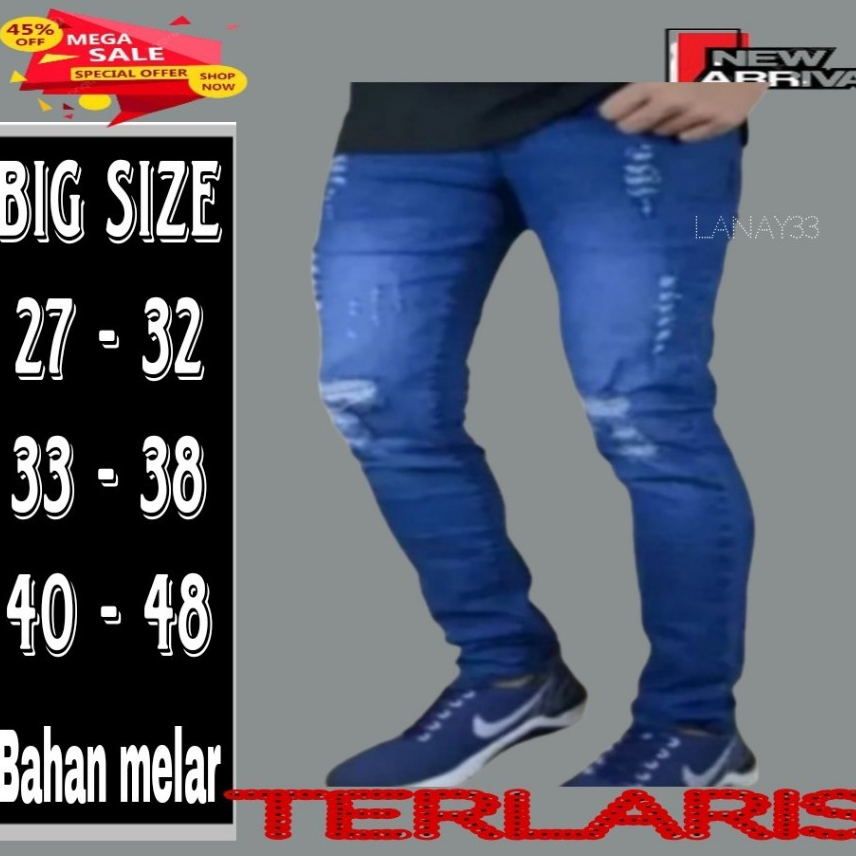 CELANA SOBEK PRIA/ CELANA BOLONG/CELANA PENSIL SOBEK PRIA JUMBO UKURAN 27-48/CELANA JEANS PRIA SOBEK