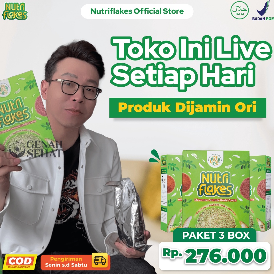 

MODEL CSR374 Nutriflakes Umbi Garut Asam Lambung Maag dan Gerd 3 Box
