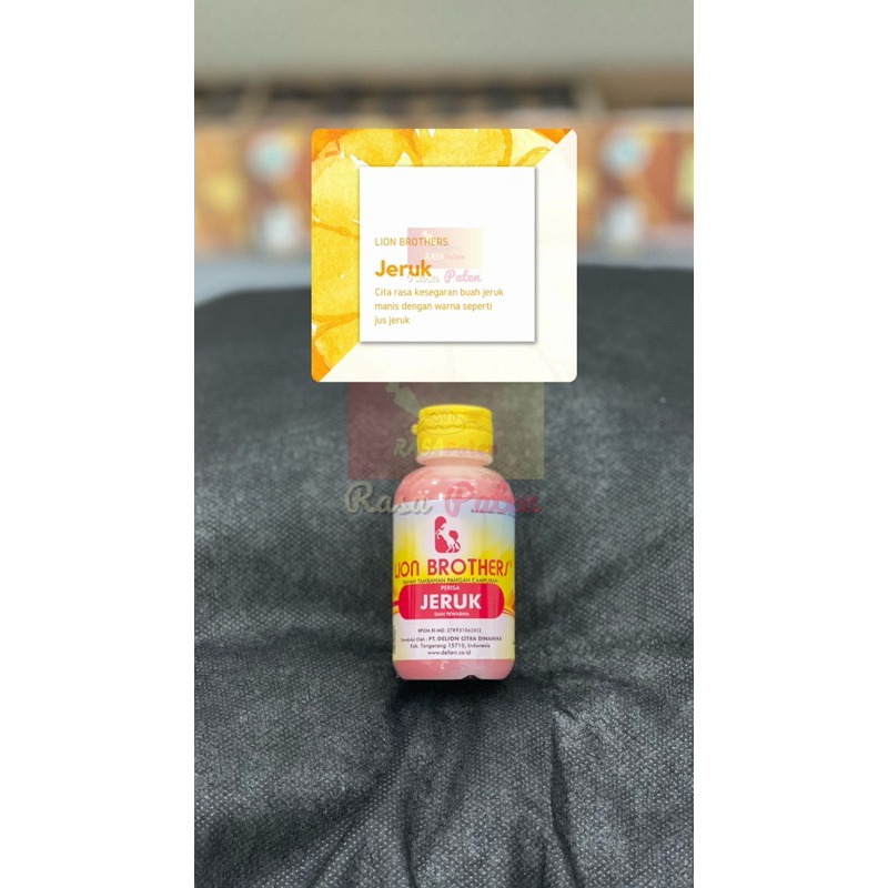 

JERUK (ORANGE) LION BROTHERS 60 gr Perisa dan Pewarna Halal Food Grade BPOM RI MD