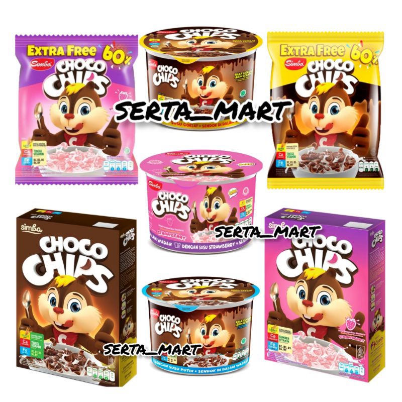 

Simba Choco Chips Cereal Cokelat Box 150gr / Cup Vanilla / Strawberry Bag 55gr