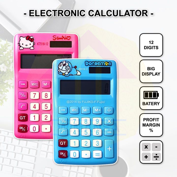 

LAHTE - KALKULATOR KARAKTER MINI PORTABLE KITTY DORA EMON LUCU WARNA CHECK CORRET / KALKULATOR TANGAN SAKU MOTIF ANAK SEKOLAH / CALCULATOR CARACTER