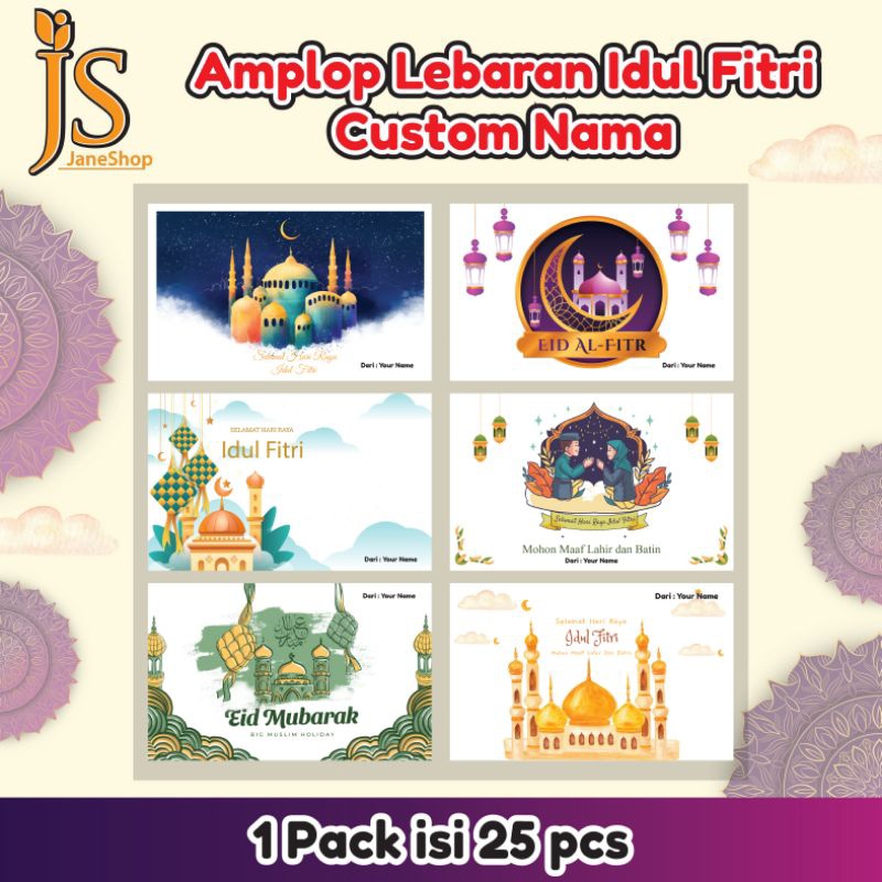

Isi 25 pcs Amplop Lebaran / Idul Fitri Custom Nama