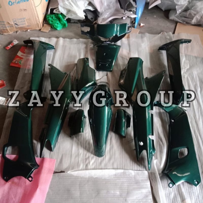 sepaket body costom motor Supra x lama PNP Supra fit lama warna hijau botol 100cc