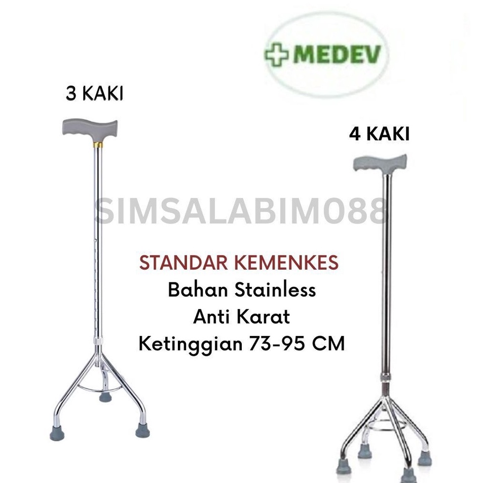 TONGKAT BANTU JALAN LANSIA  TONGKAT 3 KAKI DAN 4 KAKI STAINLESS