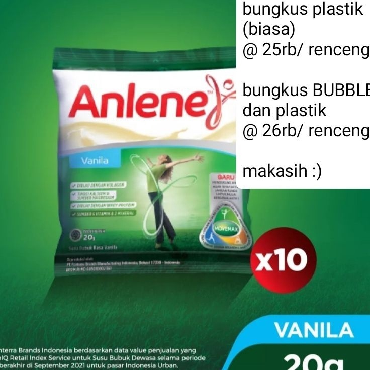 

TIPE WZF376 PROMO ANLENE SACHET VANILLA 2gr x 1 pcs exp Oct224