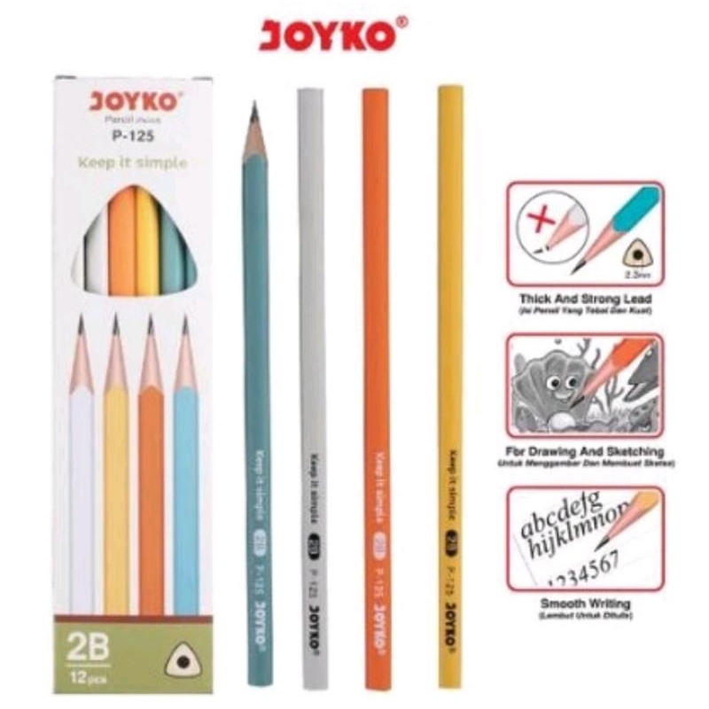 

12 Pcs Pensil Pencil Joyko P-125 2B