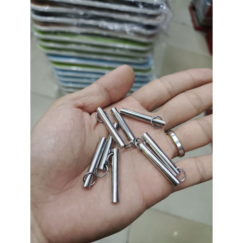 Liontin / bantul Kalung Tabung Bulat Monel Titanium Silver Tidakkarat