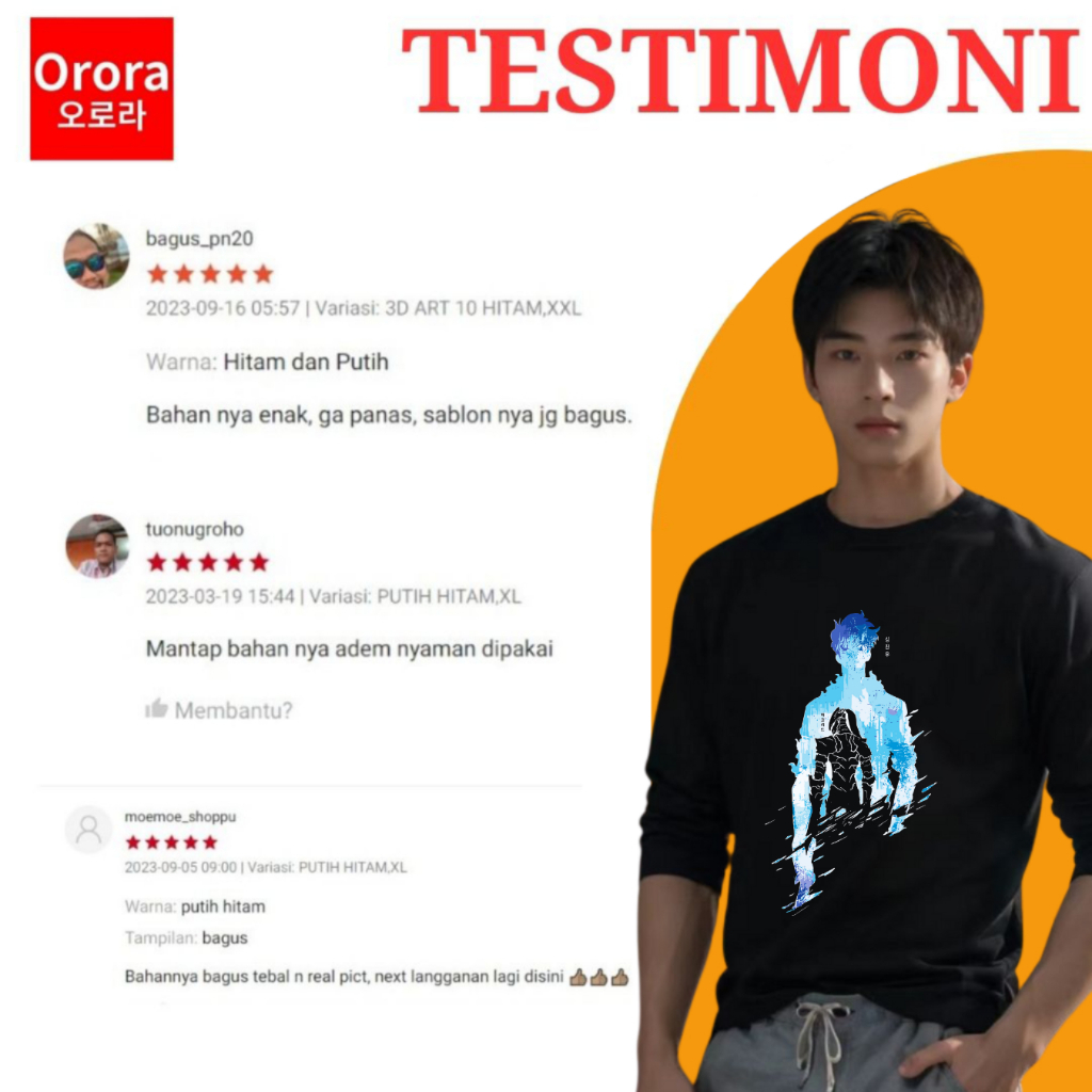 Orora Sweater Distro Premium Korea Solo Leveling - Baju Atasan Sablon Pria Wanita Ukuran S M L XL XXL XXXL keren Original SW ORSL 04