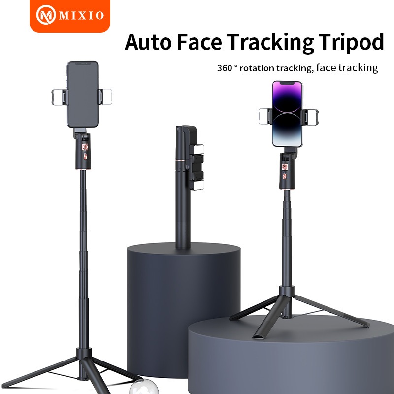 MIXIO A100 Auto Face Tracking Tripod 1.5M Gimbal Handphone Stabilizer 360° With Dual Lampu Led